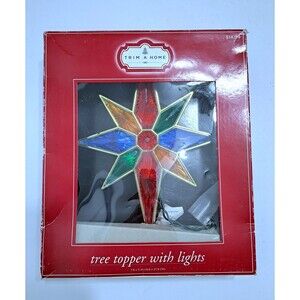Kmart Trim a Home Tree Star Faux Stained Glass Vintage Christmas Topper Light